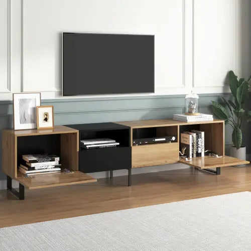 Modernes TV‑Lowboard Schwarz/Holz – 190×38×48 cm SimplyOnlineShopping