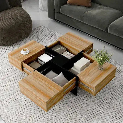 Einzigartiger Couchtisch mit 4 versteckten Staufächern – quadratisch & funktional SimplyOnlineShopping