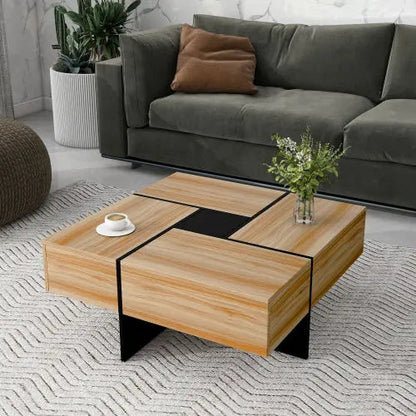 Einzigartiger Couchtisch mit 4 versteckten Staufächern – quadratisch & funktional SimplyOnlineShopping