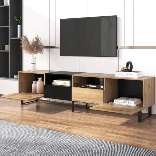 Modernes TV‑Lowboard Schwarz/Holz – 190×38×48 cm SimplyOnlineShopping