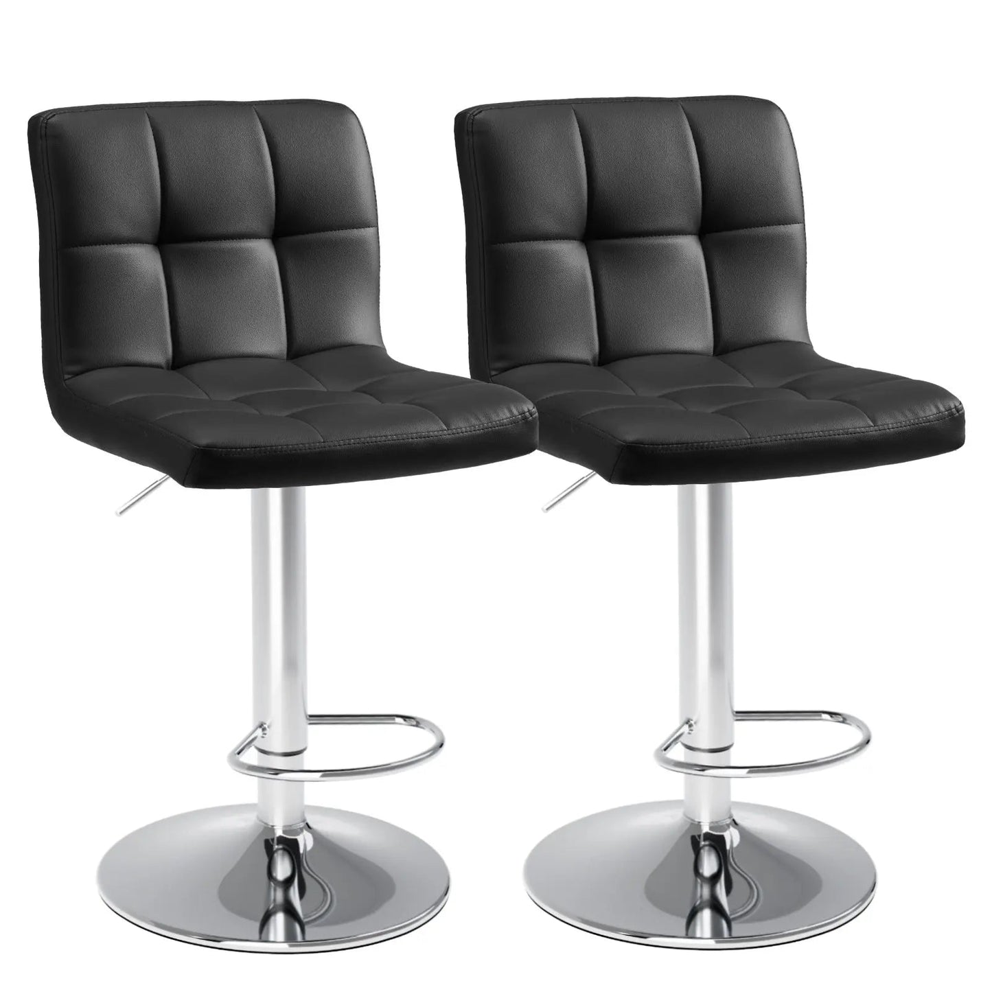 Bar Stools Set Of 4, Counter Height Barstools,Square Seat Cushion Barstool With Back, Height Adjustable PU Leather Swivel Barstool ,White SimplyOnlineShopping