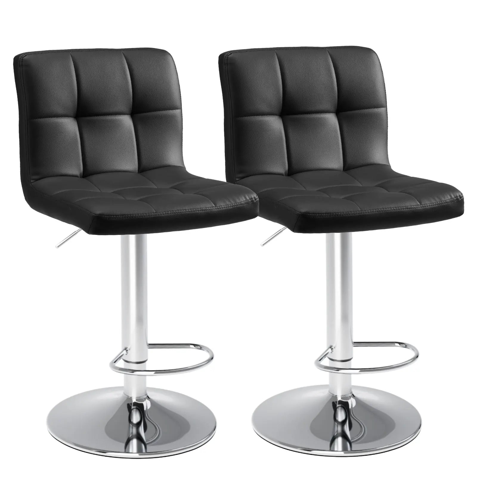 Bar Stools Set Of 4, Counter Height Barstools,Square Seat Cushion Barstool With Back, Height Adjustable PU Leather Swivel Barstool ,White SimplyOnlineShopping