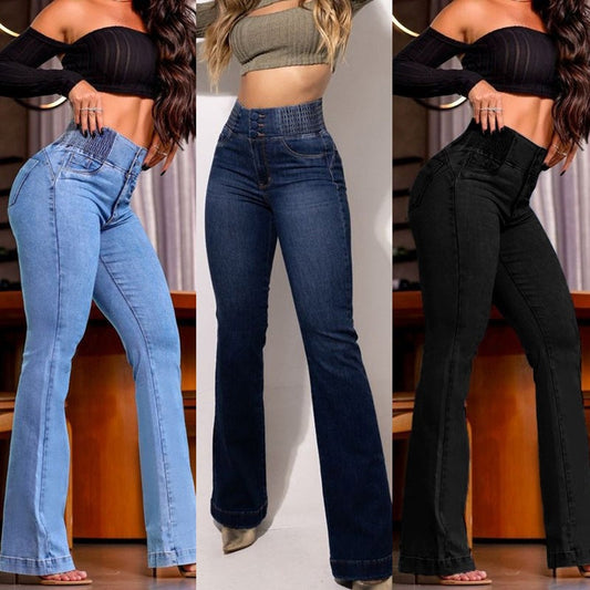 Women's Jeans Flared High Waist – Elastic